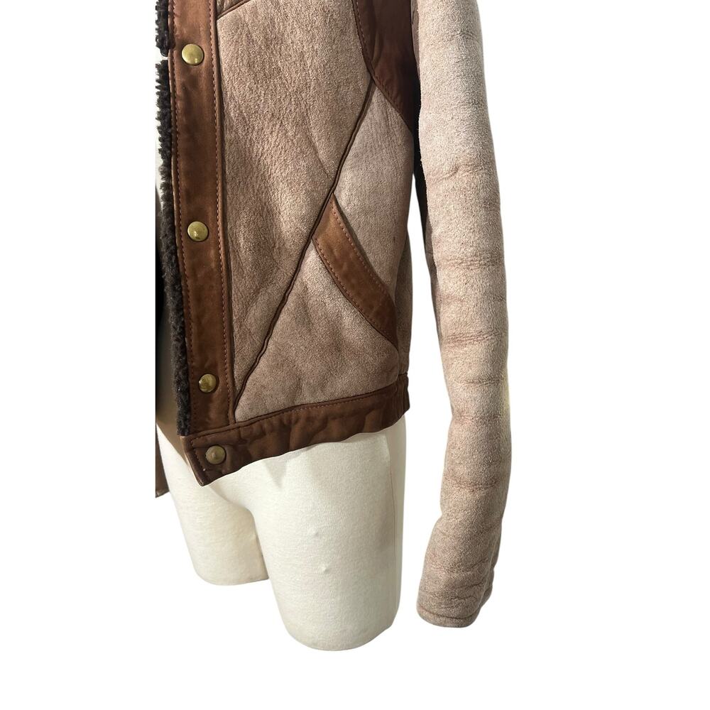 Vintage East West California Shearling Patchwork Suede Bomber Jacket 70s - Picture 9 of 16